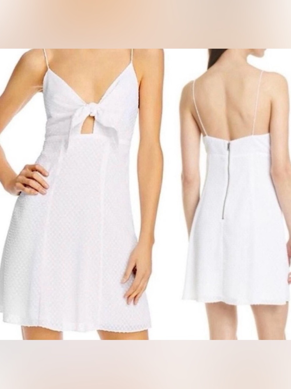 Alice + Olivia Roe Bow Tie Cut Out Cocktail Mini Dress White, size 10